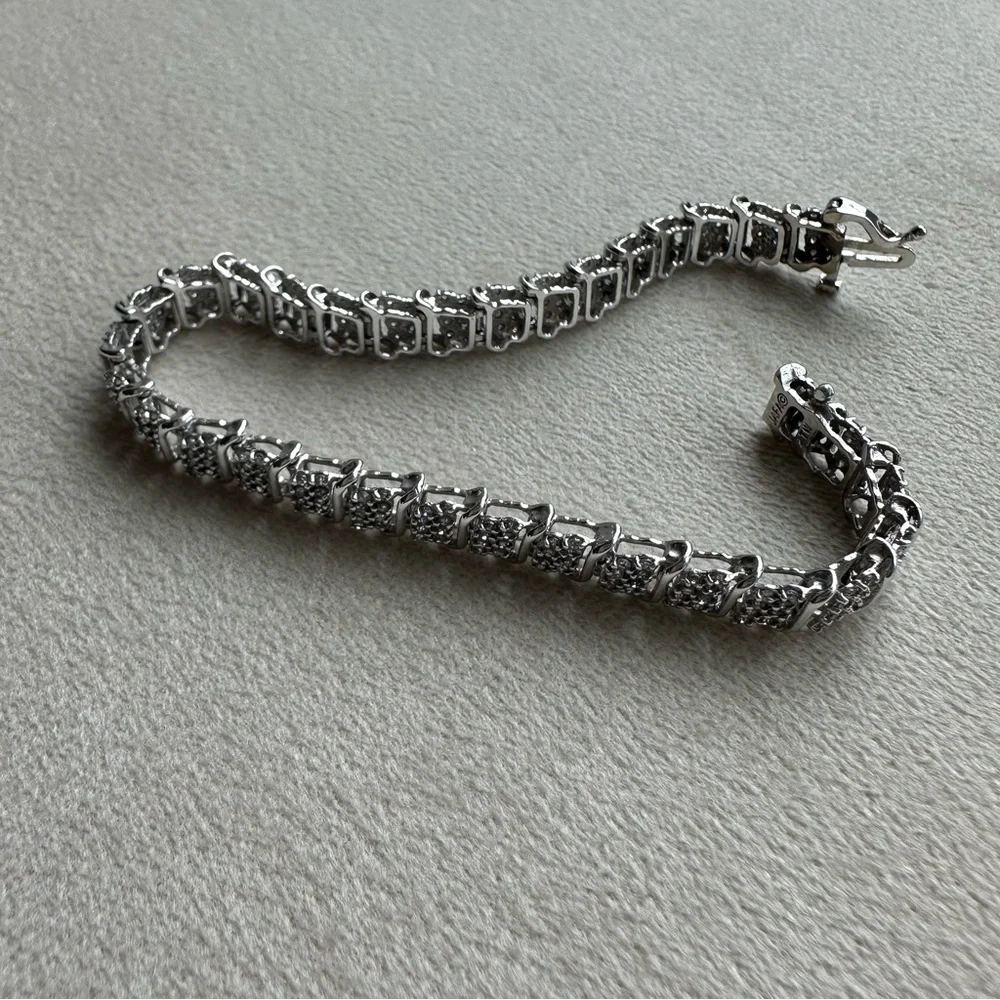 10K White Gold Diamond Bracelet | 2 CTW | 7” | 11.7g | Zales - Picture 11 of 13